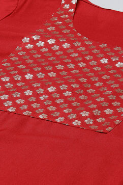 Red Solid Straight Suit Set image number 1